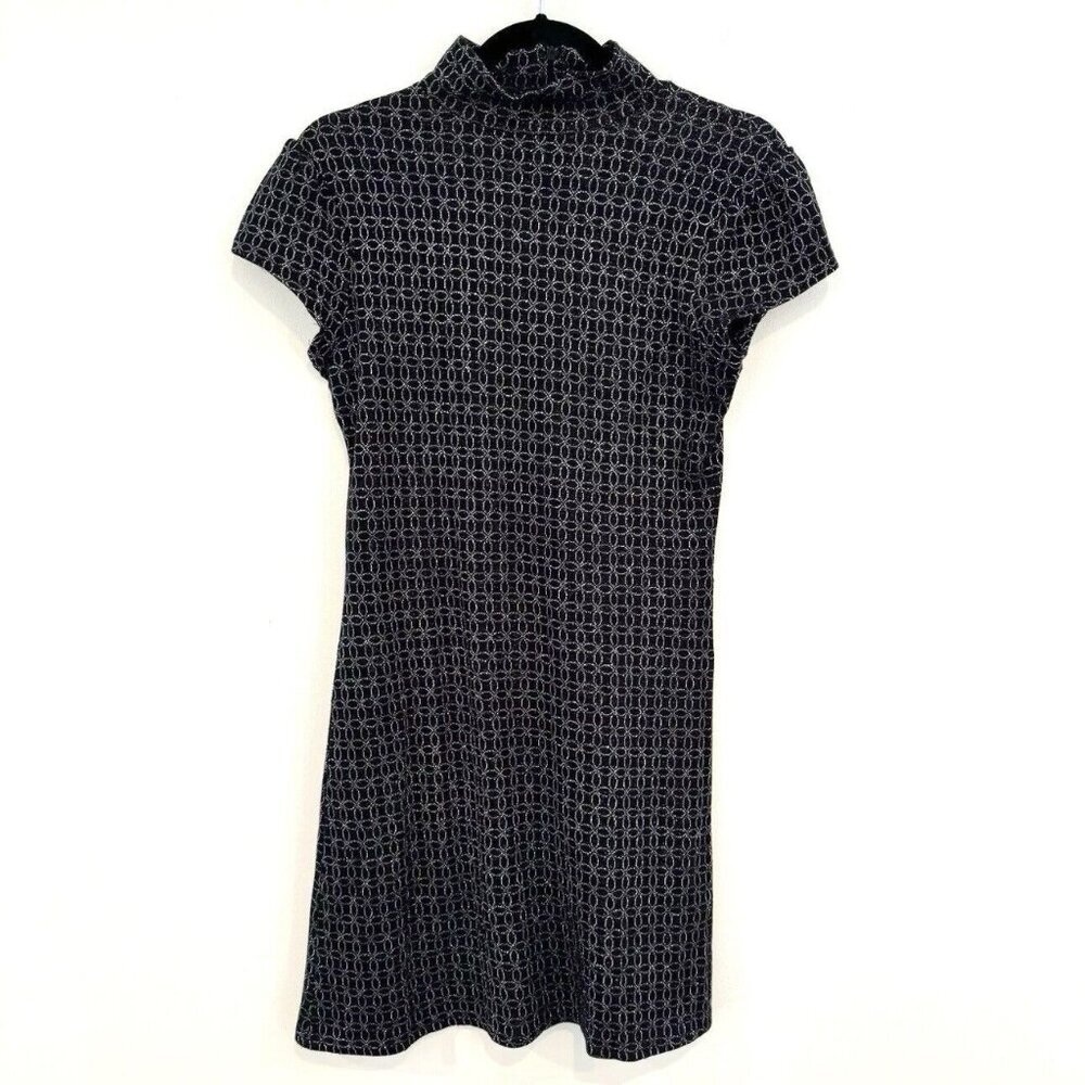 Zara Small Black Dress 90s Mock Neck and cap sleeve Mini